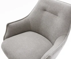BarstuhlAlja-Flex Strukturstoff Soft Grau Freischwinger Flach Edelstahl Silberfarben Taschenfederkern Sofort versandfertig