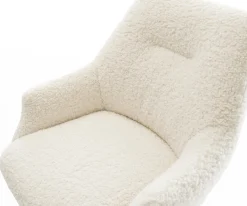 BarstuhlAlja-Flex Teddystoff Beige Freischwinger Flach Edelstahl Silberfarben Taschenfederkern Sofort versandfertig