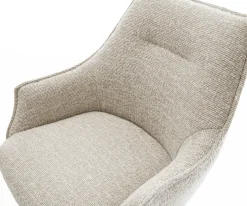 BarstuhlAlja-Flex Webstoff Soft Beige Drehfuß höhenverstellbar Metall Titanfarben Taschenfederkern Sofort versandfertig