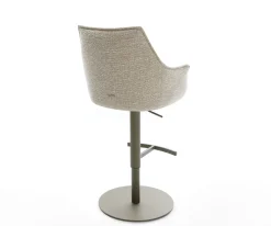 BarstuhlAlja-Flex Webstoff Soft Beige Drehfuß höhenverstellbar Metall Titanfarben Taschenfederkern Sofort versandfertig