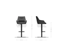 BarstuhlAlja-Flex Webstoff Soft Beige Drehfuß höhenverstellbar Metall Titanfarben Taschenfederkern Sofort versandfertig