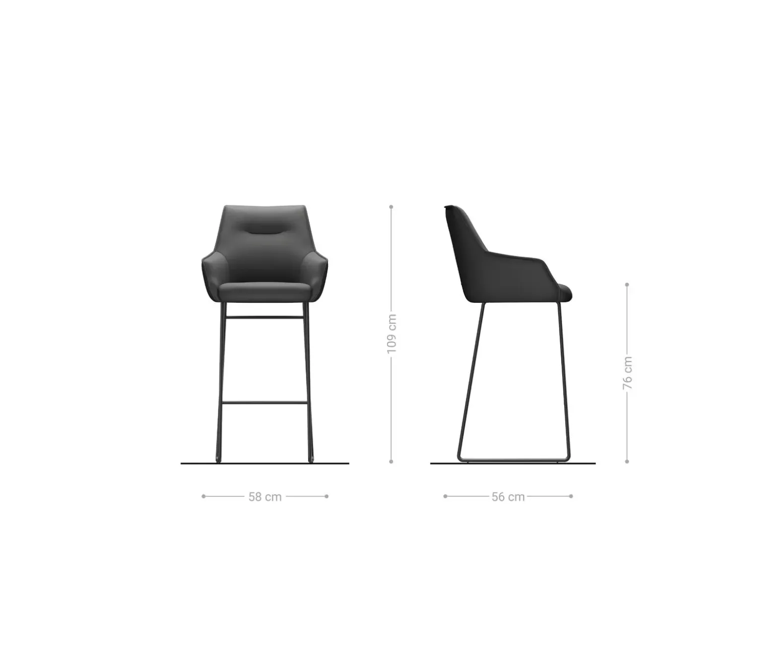 BarstuhlAlja-Flex Webstoff Soft Beige Kufengestell Metall Schwarz Taschenfederkern Sofort versandfertig