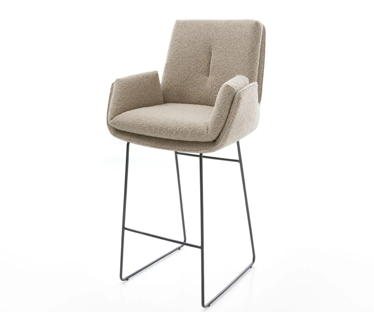 BarstuhlClea-Flex Bouclé Schlamm Kufengestell Metall Schwarz Sofort versandfertig