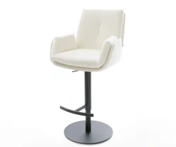 BarstuhlClea-Flex Bouclé Soft Beige Drehfuß höhenverstellbar Metall Schwarz Sofort versandfertig