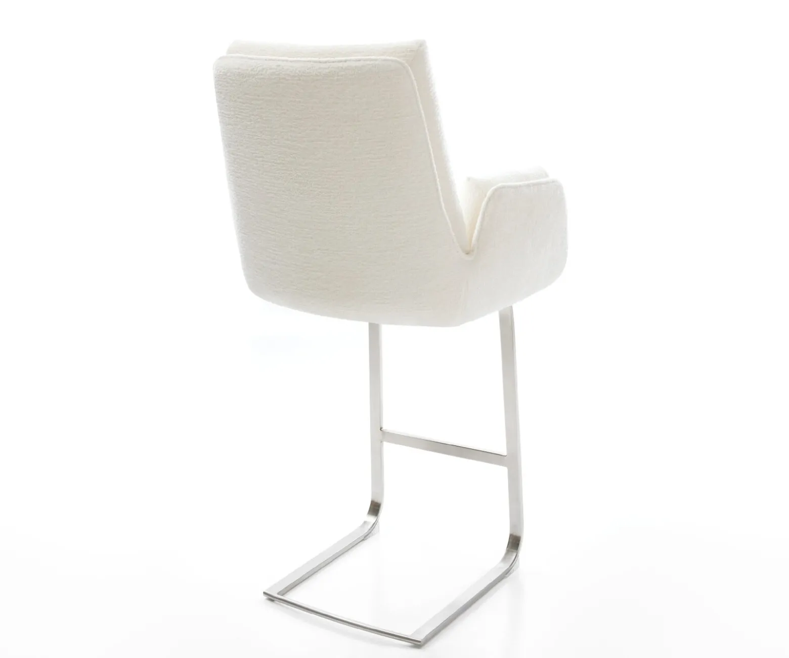 BarstuhlClea-Flex Bouclé Soft Beige Freischwinger Flach Edelstahl Silberfarben Sofort versandfertig