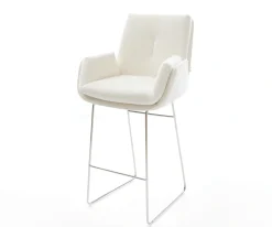 BarstuhlClea-Flex Bouclé Soft Beige Kufengestell Edelstahl Silberfarben Sofort versandfertig