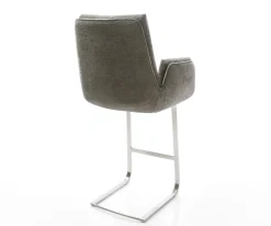 BarstuhlClea-Flex Bouclé Soft Schlamm Freischwinger Flach Edelstahl Silberfarben Sofort versandfertig