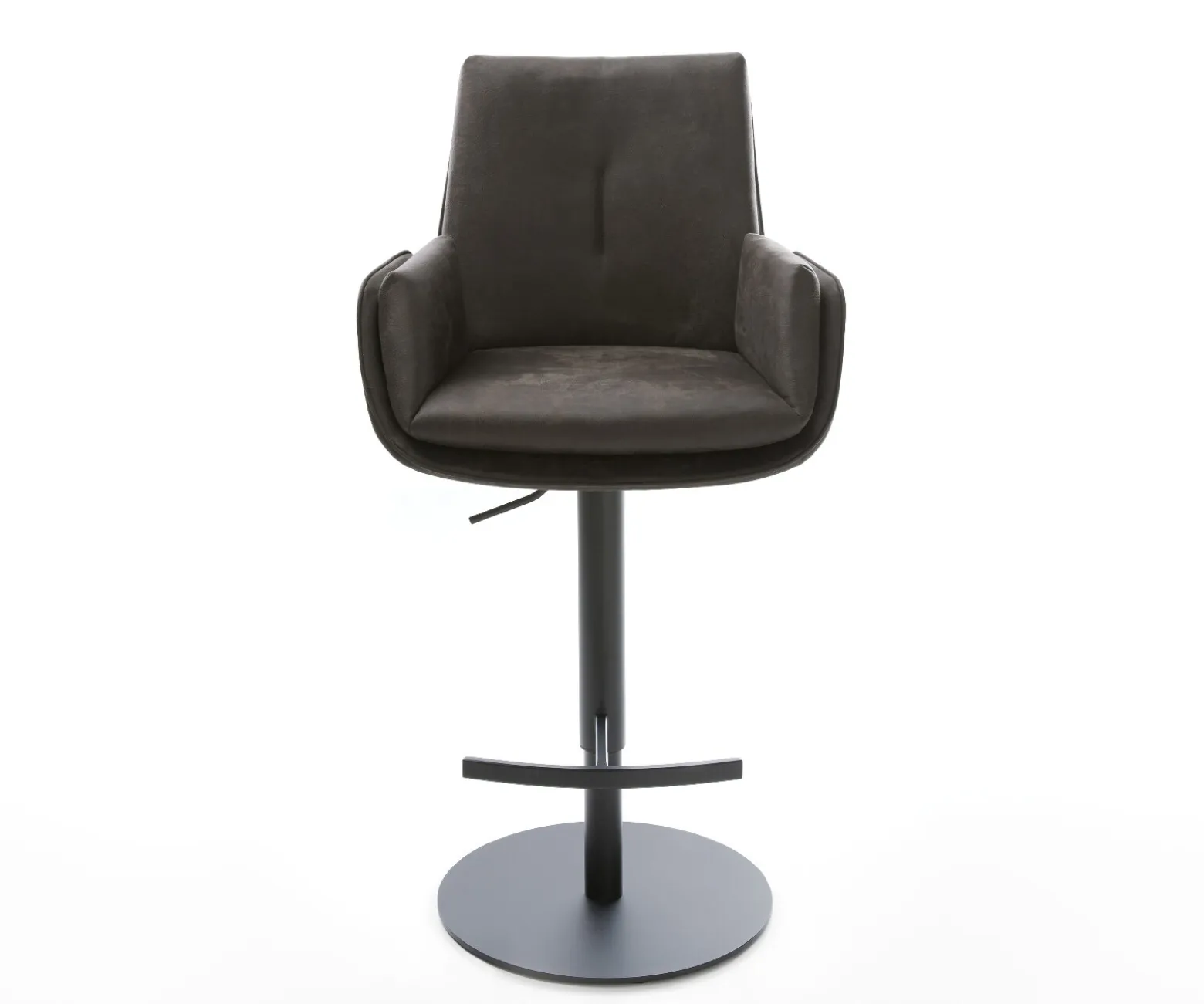 BarstuhlClea-Flex Mikrofaser Anthrazit Vintage Drehfuß höhenverstellbar Metall Schwarz Sofort versandfertig