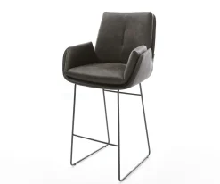 BarstuhlClea-Flex Mikrofaser Anthrazit Vintage Kufengestell Metall Schwarz Sofort versandfertig