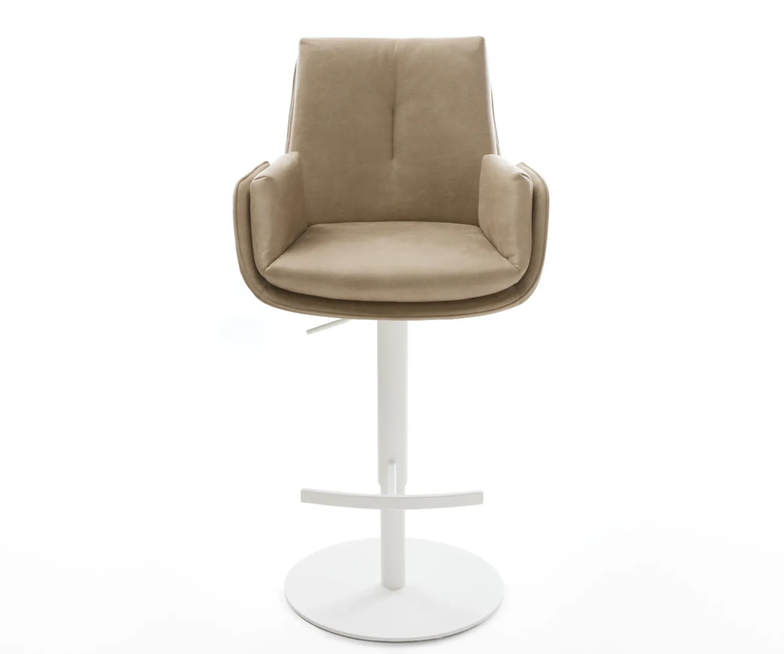 BarstuhlClea-Flex Mikrofaser Beige Vintage Drehfuß höhenverstellbar Metall Weiß Sofort versandfertig