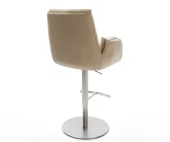 BarstuhlClea-Flex Mikrofaser Beige Vintage Drehfuß höhenverstellbar Edelstahl Silberfarben Sofort versandfertig