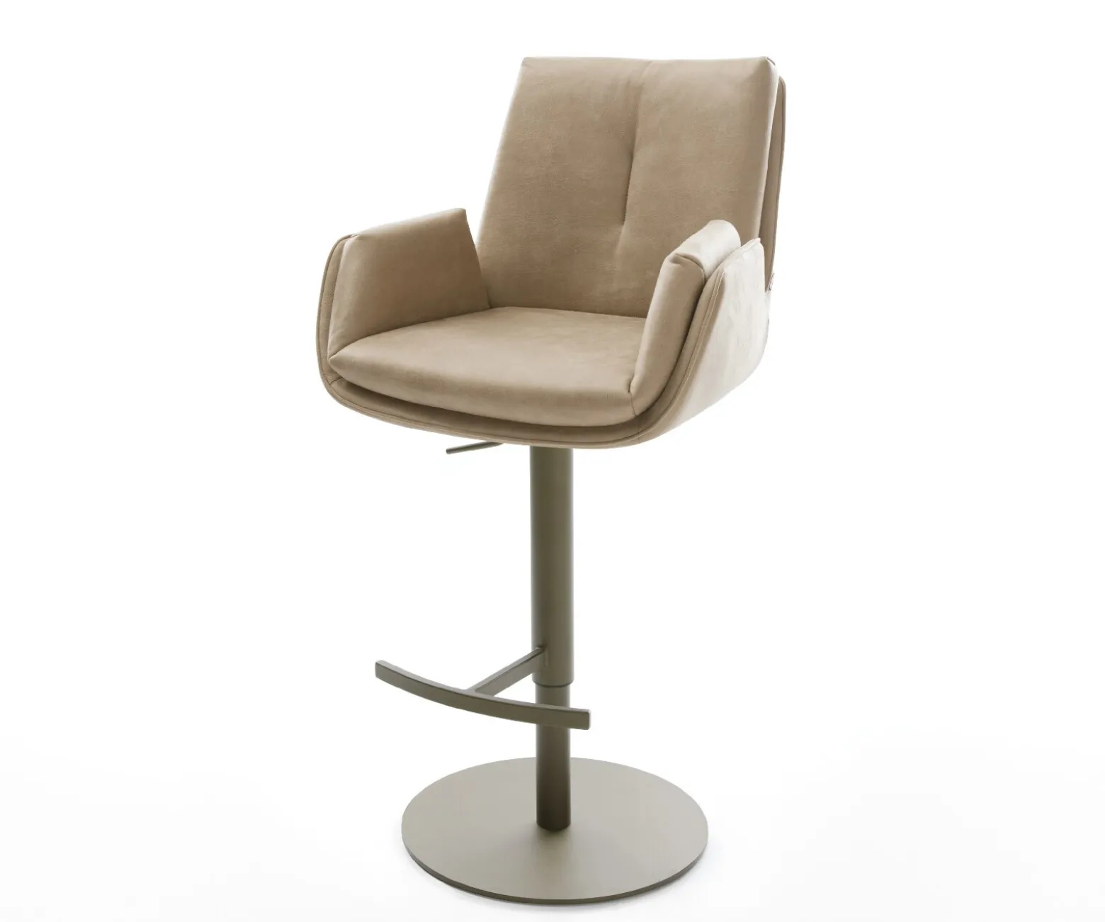 BarstuhlClea-Flex Mikrofaser Beige Vintage Drehfuß höhenverstellbar Metall Titanfarben Sofort versandfertig