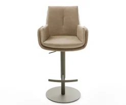 BarstuhlClea-Flex Mikrofaser Beige Vintage Drehfuß höhenverstellbar Metall Titanfarben Sofort versandfertig