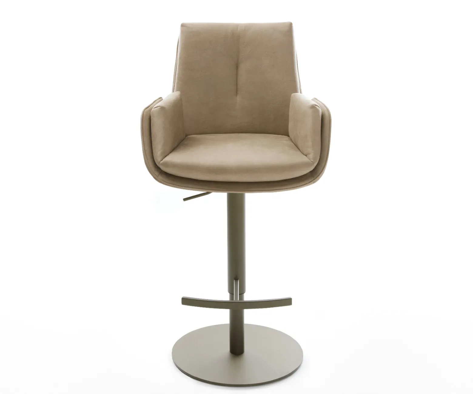 BarstuhlClea-Flex Mikrofaser Beige Vintage Drehfuß höhenverstellbar Metall Titanfarben Sofort versandfertig