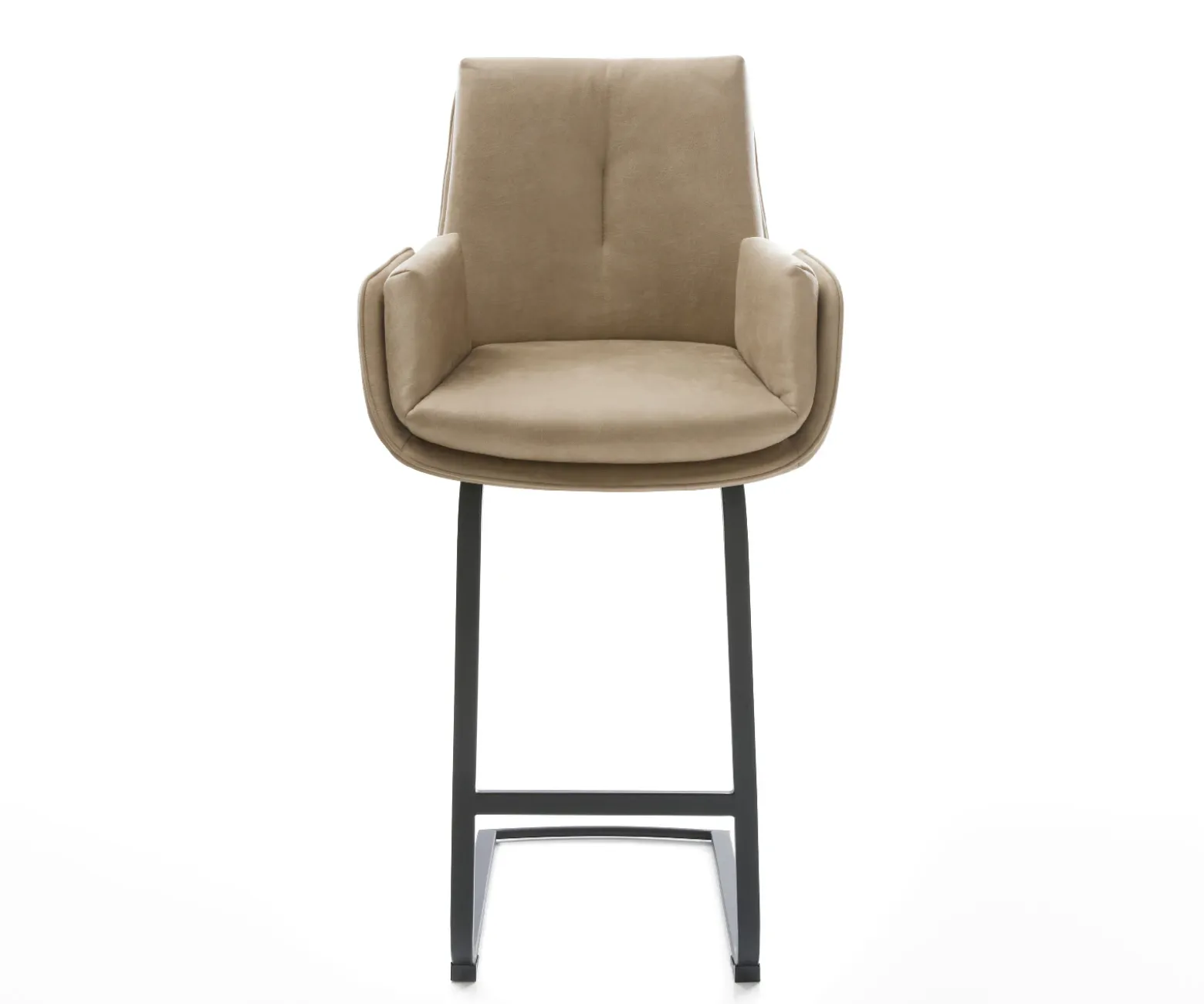 BarstuhlClea-Flex Mikrofaser Beige Vintage Freischwinger Flach Metall Schwarz Sofort versandfertig