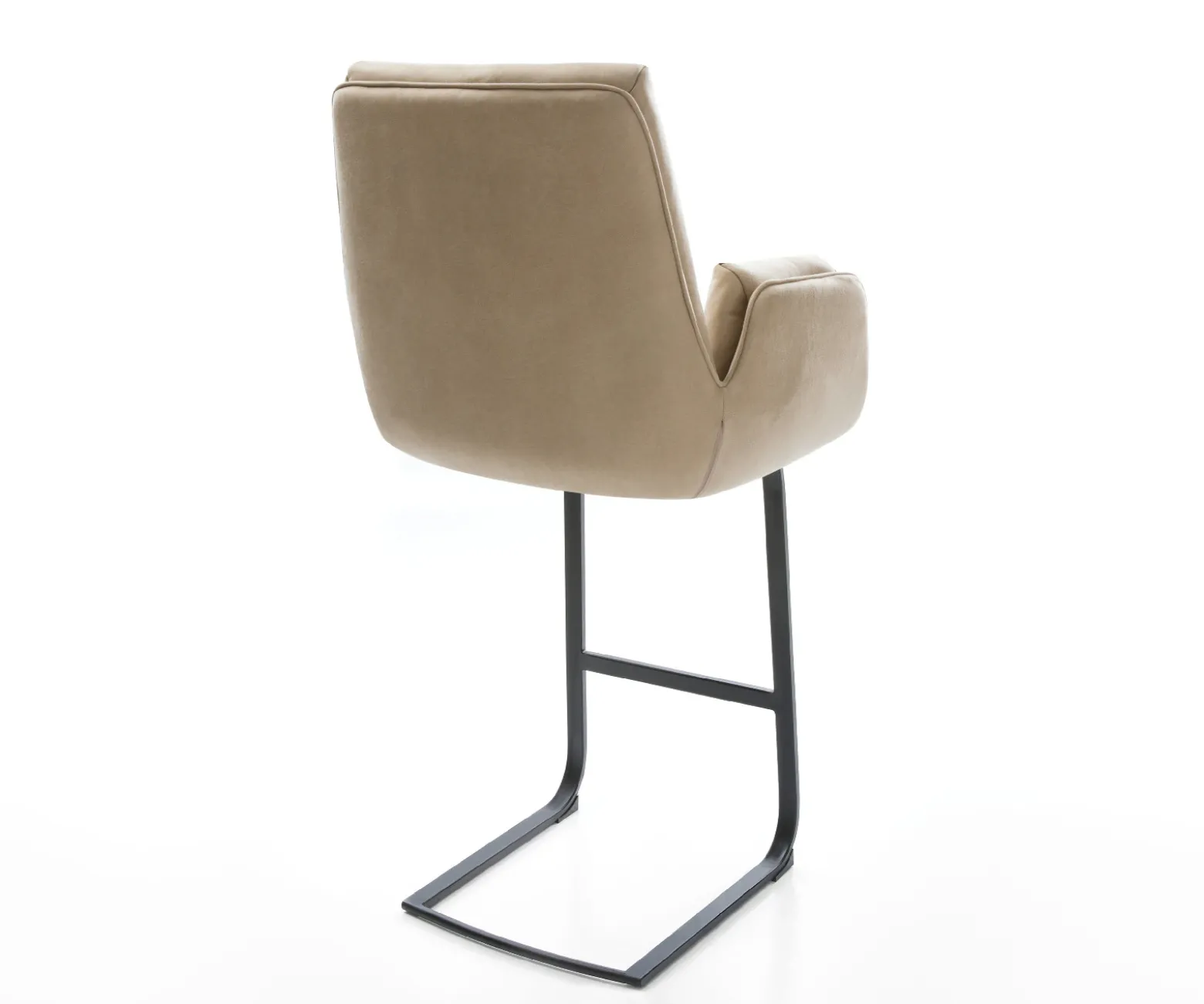 BarstuhlClea-Flex Mikrofaser Beige Vintage Freischwinger Flach Metall Schwarz Sofort versandfertig