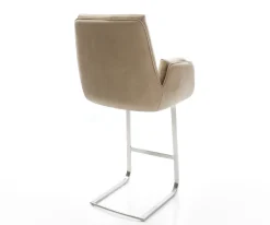 BarstuhlClea-Flex Mikrofaser Beige Vintage Freischwinger Flach Edelstahl Silberfarben Sofort versandfertig