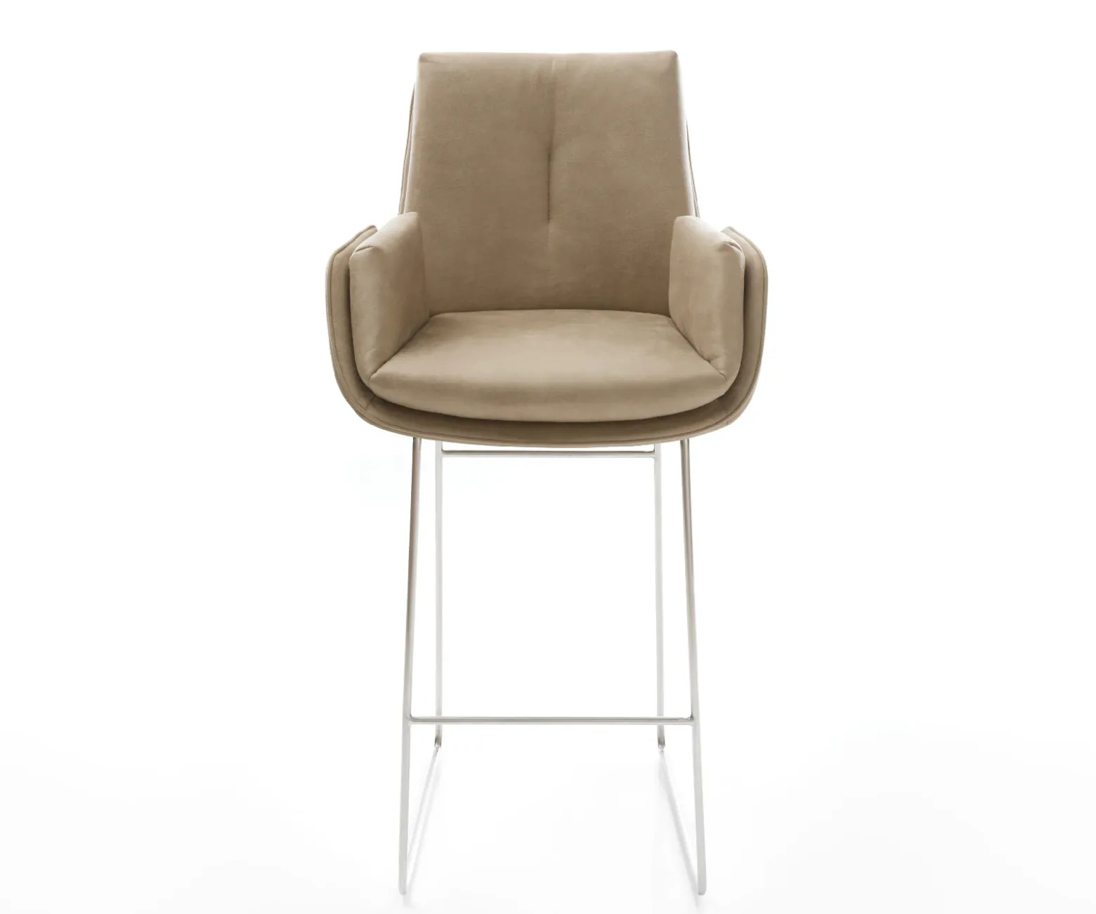 BarstuhlClea-Flex Mikrofaser Beige Vintage Kufengestell Edelstahl Silberfarben Sofort versandfertig