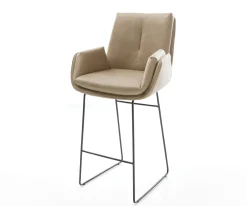 BarstuhlClea-Flex Mikrofaser Beige Vintage Kufengestell Metall Schwarz Sofort versandfertig