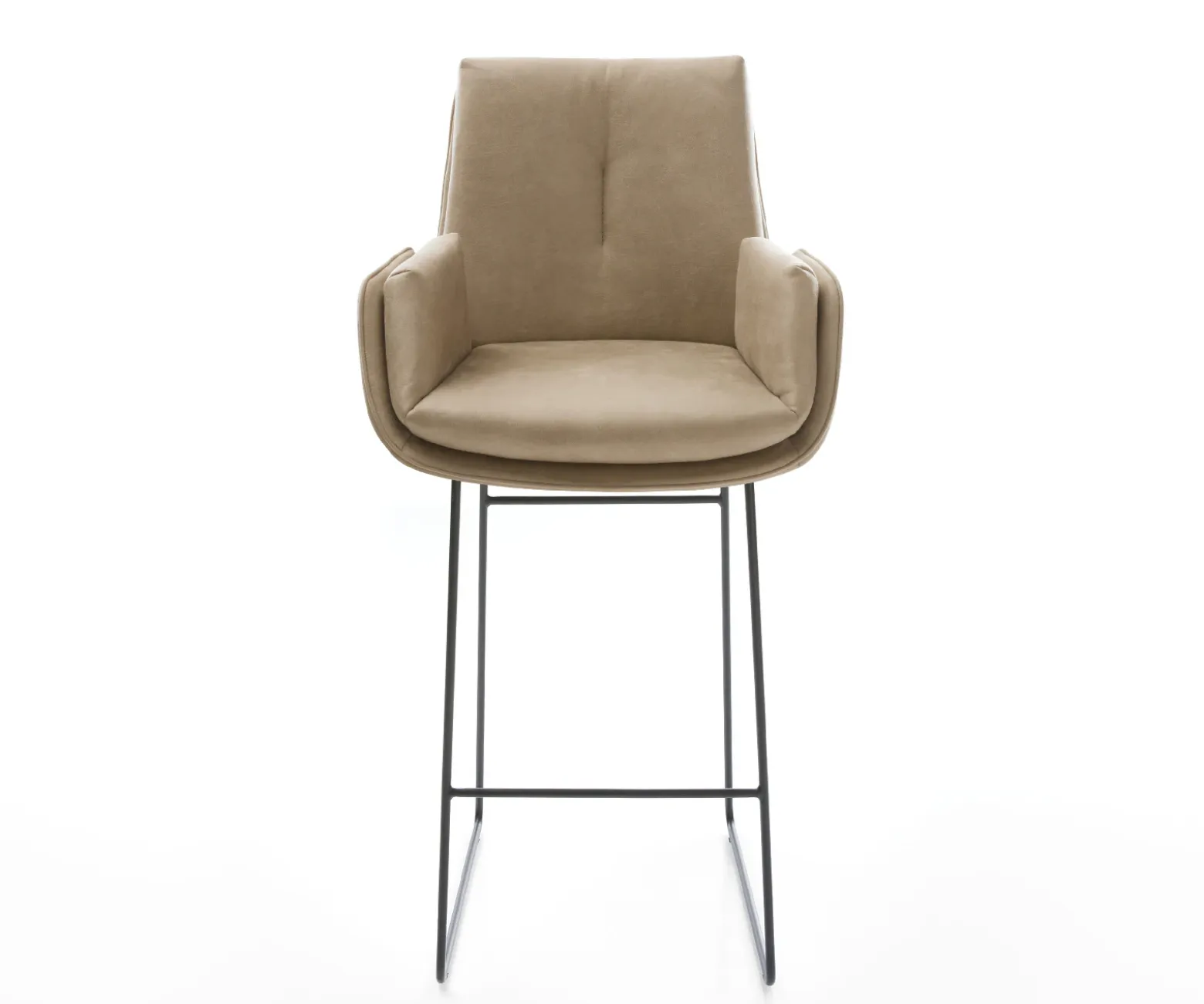 BarstuhlClea-Flex Mikrofaser Beige Vintage Kufengestell Metall Schwarz Sofort versandfertig