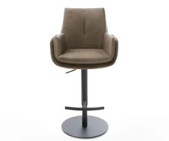BarstuhlClea-Flex Mikrofaser Taupe Vintage Drehfuß höhenverstellbar Metall Schwarz Sofort versandfertig