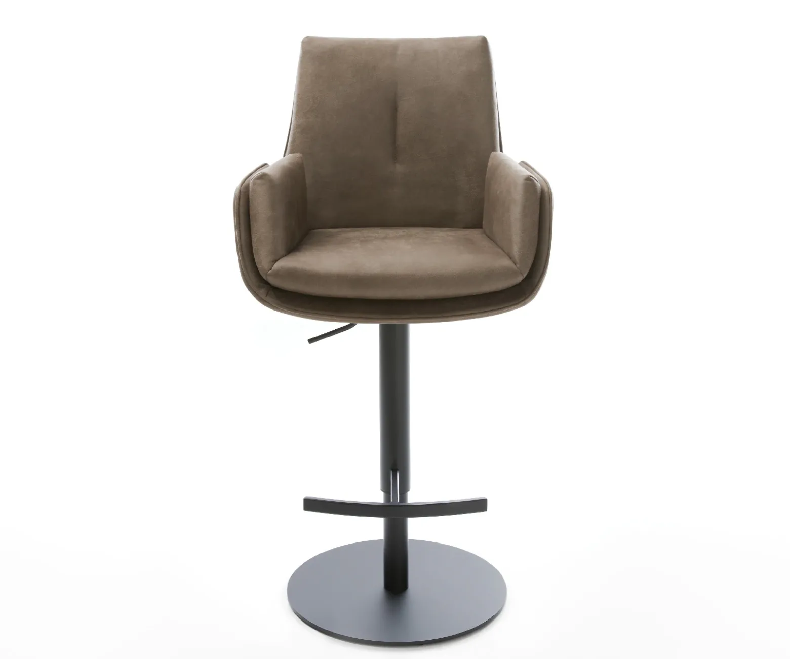 BarstuhlClea-Flex Mikrofaser Taupe Vintage Drehfuß höhenverstellbar Metall Schwarz Sofort versandfertig