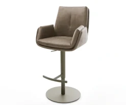 BarstuhlClea-Flex Mikrofaser Taupe Vintage Drehfuß höhenverstellbar Metall Titanfarben Sofort versandfertig