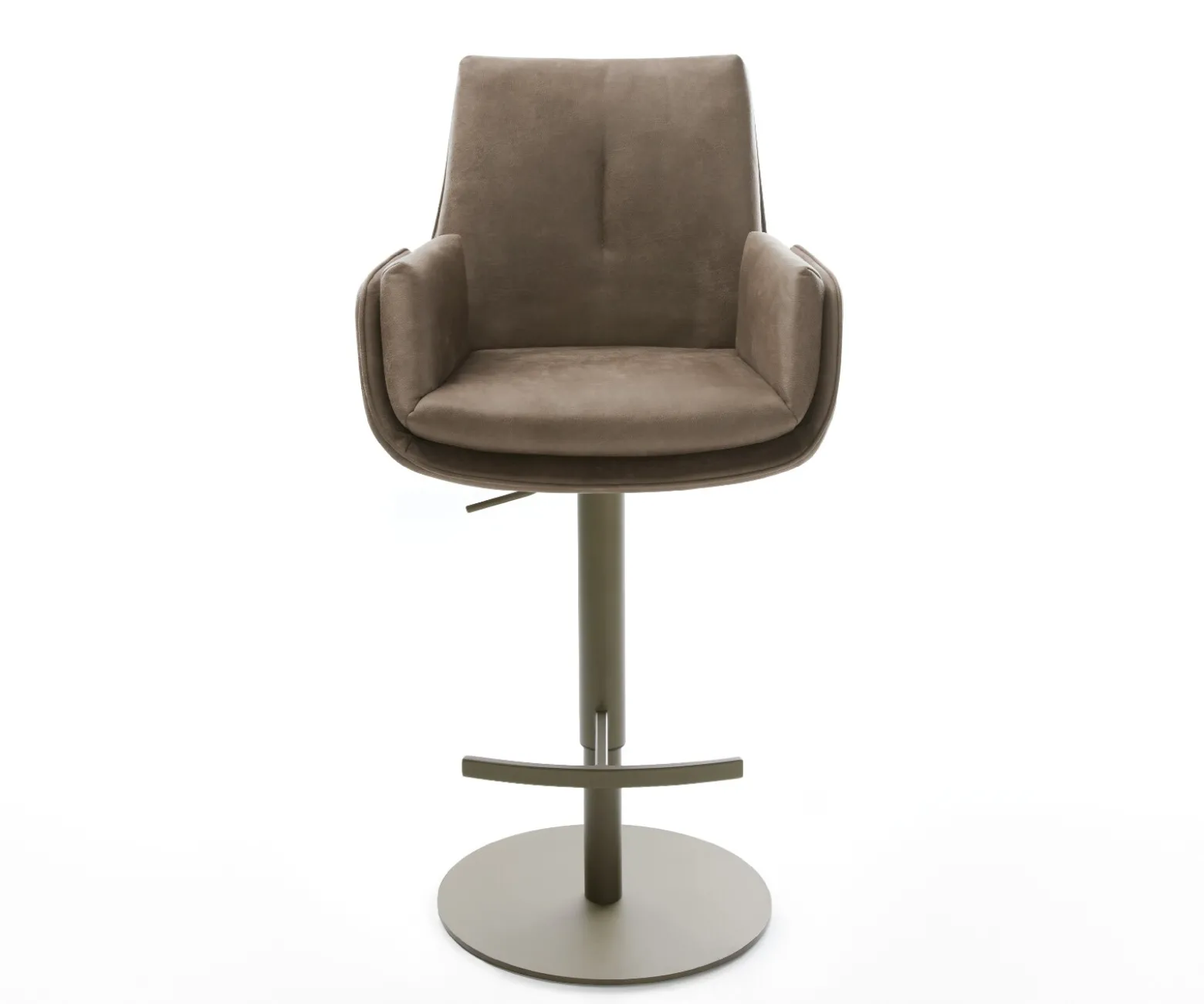 BarstuhlClea-Flex Mikrofaser Taupe Vintage Drehfuß höhenverstellbar Metall Titanfarben Sofort versandfertig