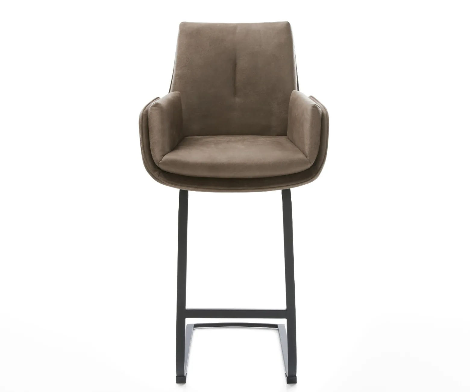 BarstuhlClea-Flex Mikrofaser Taupe Vintage Freischwinger Flach Metall Schwarz Sofort versandfertig