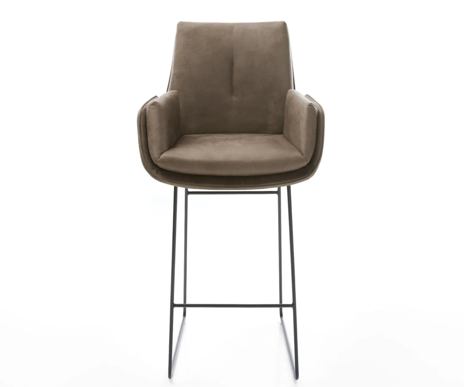 BarstuhlClea-Flex Mikrofaser Taupe Vintage Kufengestell Metall Schwarz Sofort versandfertig
