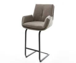 BarstuhlClea-Flex Strukturstoff Soft Taupe Freischwinger Flach Metall Schwarz Sofort versandfertig
