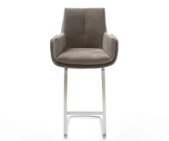 BarstuhlClea-Flex Strukturstoff Soft Taupe Freischwinger Flach Edelstahl Silberfarben Sofort versandfertig