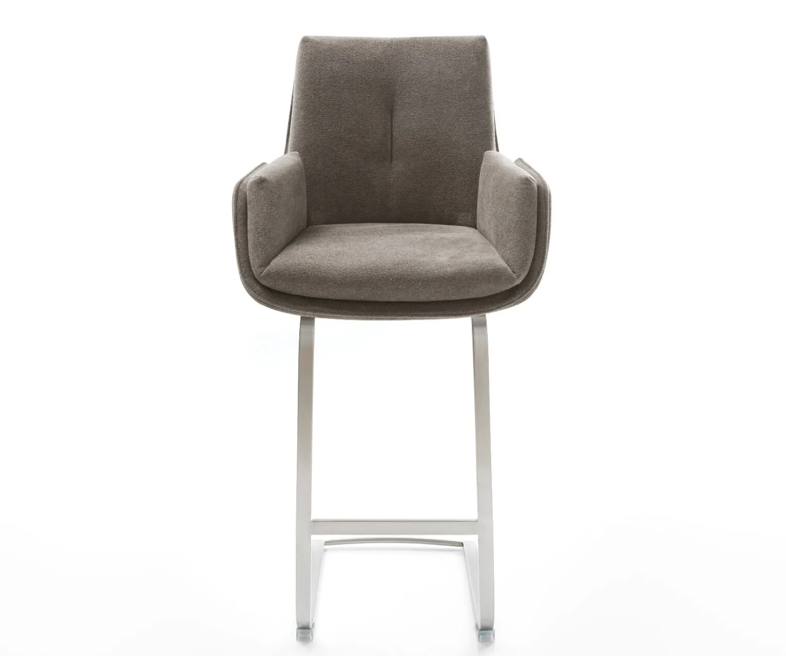 BarstuhlClea-Flex Strukturstoff Soft Taupe Freischwinger Flach Edelstahl Silberfarben Sofort versandfertig