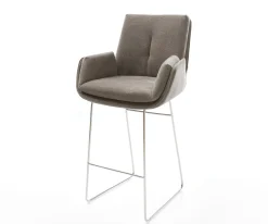 BarstuhlClea-Flex Strukturstoff Soft Taupe Kufengestell Edelstahl Silberfarben Sofort versandfertig