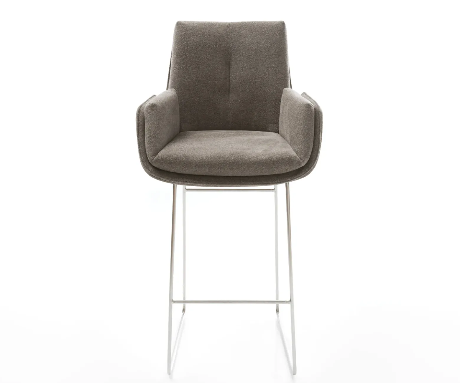 BarstuhlClea-Flex Strukturstoff Soft Taupe Kufengestell Edelstahl Silberfarben Sofort versandfertig