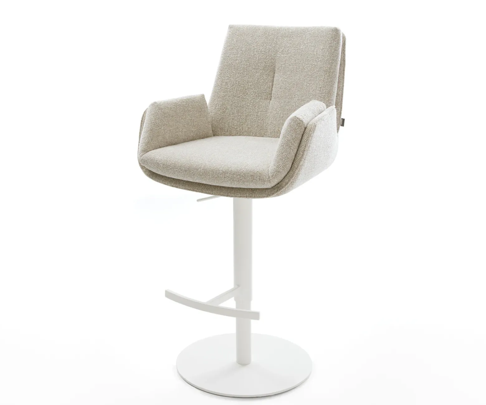 BarstuhlClea-Flex Webstoff Soft Beige Drehfuß höhenverstellbar Metall Weiß Sofort versandfertig