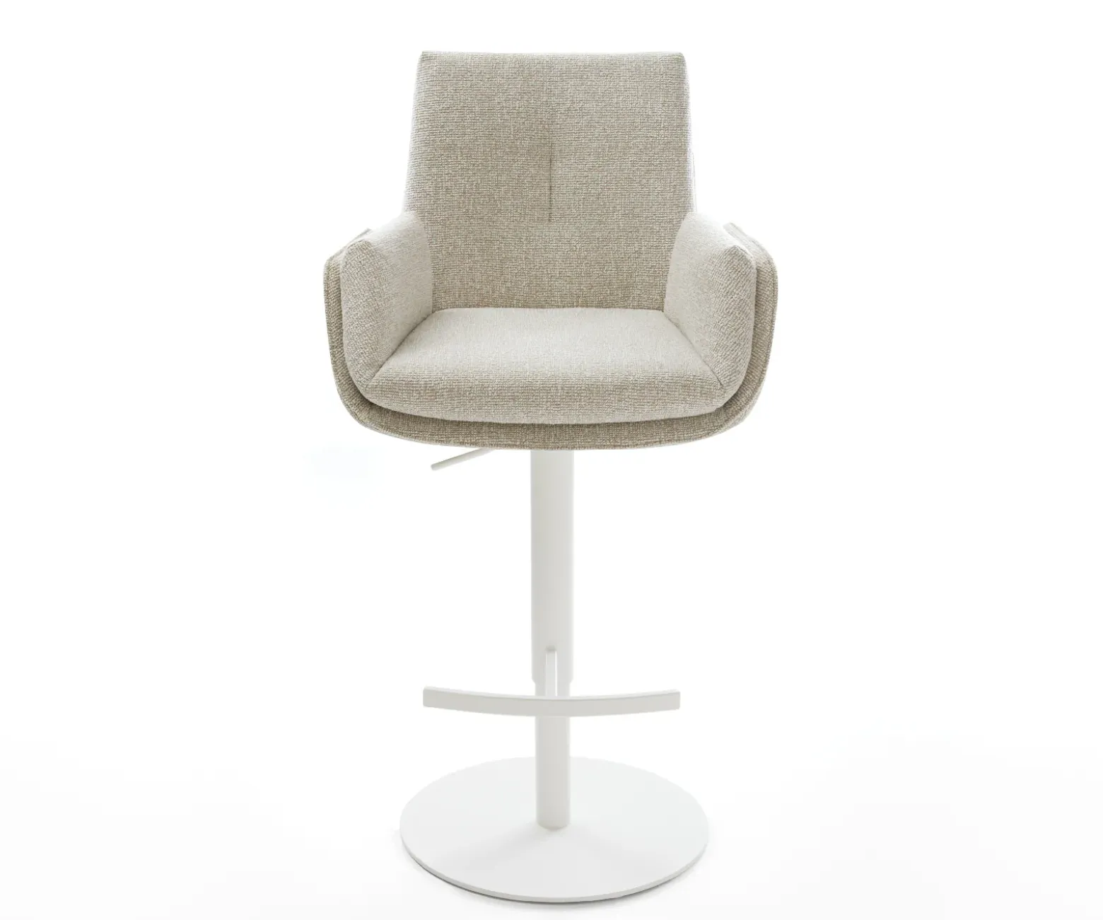 BarstuhlClea-Flex Webstoff Soft Beige Drehfuß höhenverstellbar Metall Weiß Sofort versandfertig