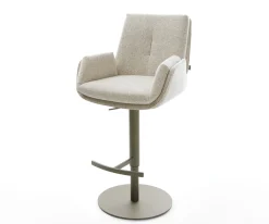 BarstuhlClea-Flex Webstoff Soft Beige Drehfuß höhenverstellbar Metall Titanfarben Sofort versandfertig