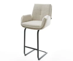 BarstuhlClea-Flex Webstoff Soft Beige Freischwinger Flach Metall Schwarz Sofort versandfertig