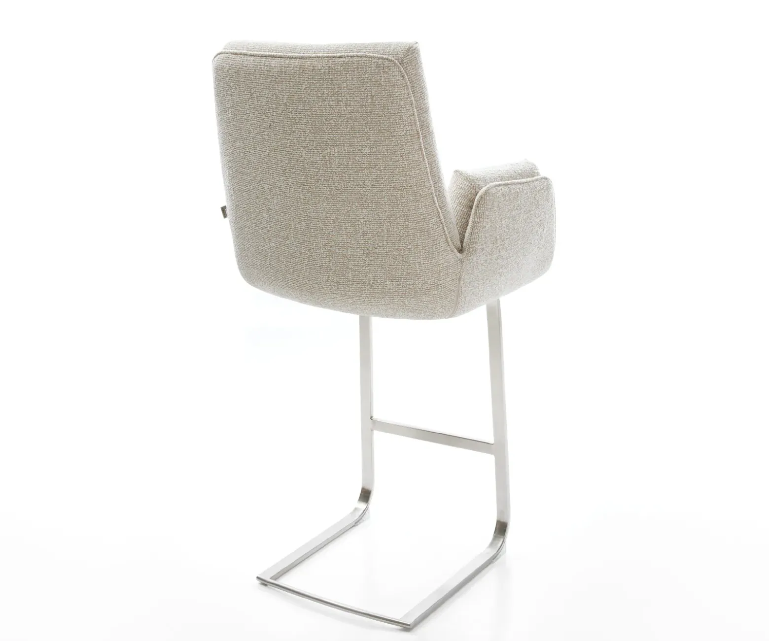 BarstuhlClea-Flex Webstoff Soft Beige Freischwinger Flach Edelstahl Silberfarben Sofort versandfertig