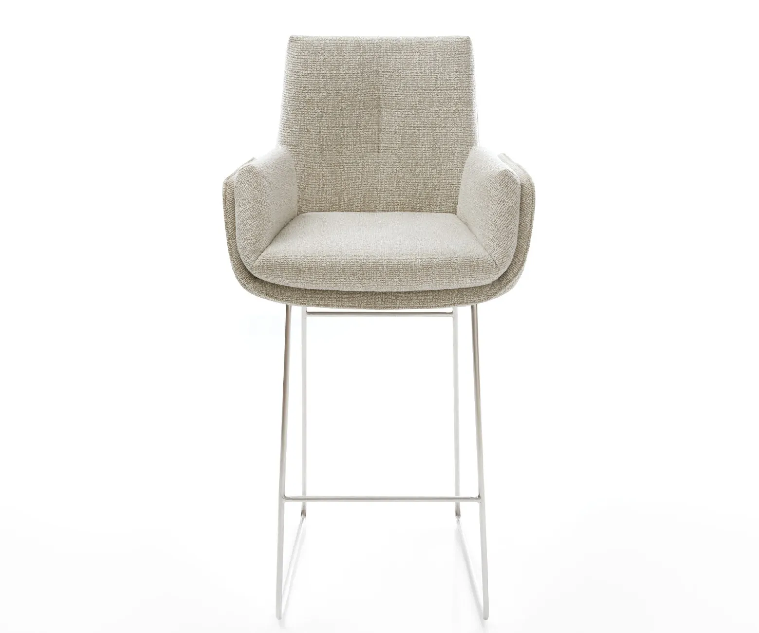 BarstuhlClea-Flex Webstoff Soft Beige Kufengestell Edelstahl Silberfarben Sofort versandfertig