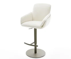 BarstuhlLuan-Flex Bouclé Soft Beige Drehfuß höhenverstellbar Metall Titanfarben Sofort versandfertig