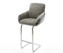 BarstuhlLuan-Flex Bouclé Soft Schlamm Freischwinger Flach Edelstahl Silberfarben Sofort versandfertig