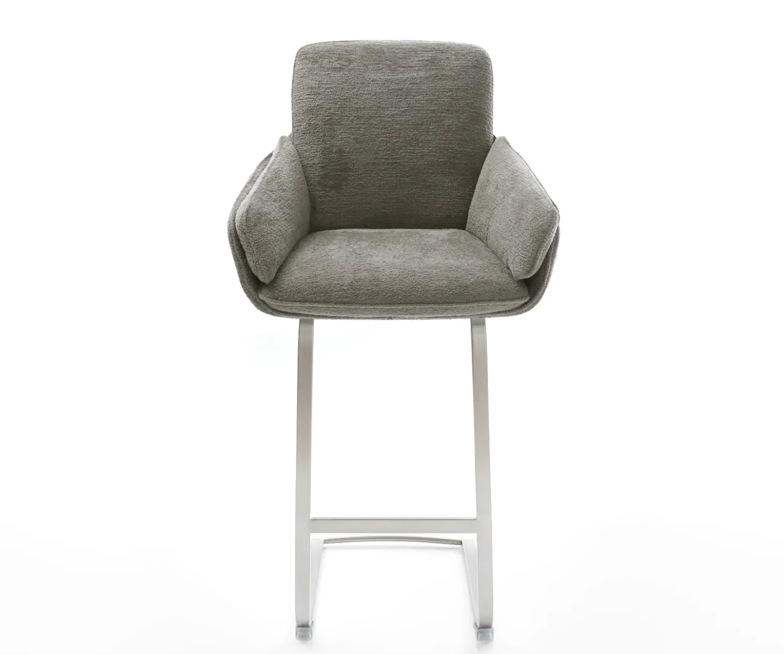 BarstuhlLuan-Flex Bouclé Soft Schlamm Freischwinger Flach Edelstahl Silberfarben Sofort versandfertig