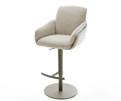 BarstuhlLuan-Flex Webstoff Soft Beige Drehfuß höhenverstellbar Metall Titanfarben Sofort versandfertig