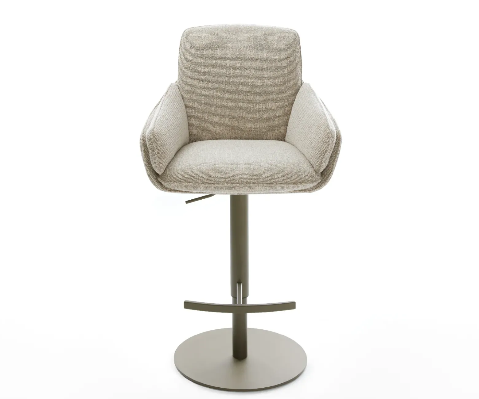 BarstuhlLuan-Flex Webstoff Soft Beige Drehfuß höhenverstellbar Metall Titanfarben Sofort versandfertig