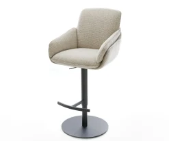 BarstuhlLuan-Flex Webstoff Soft Beige Drehfuß höhenverstellbar Metall Schwarz Sofort versandfertig