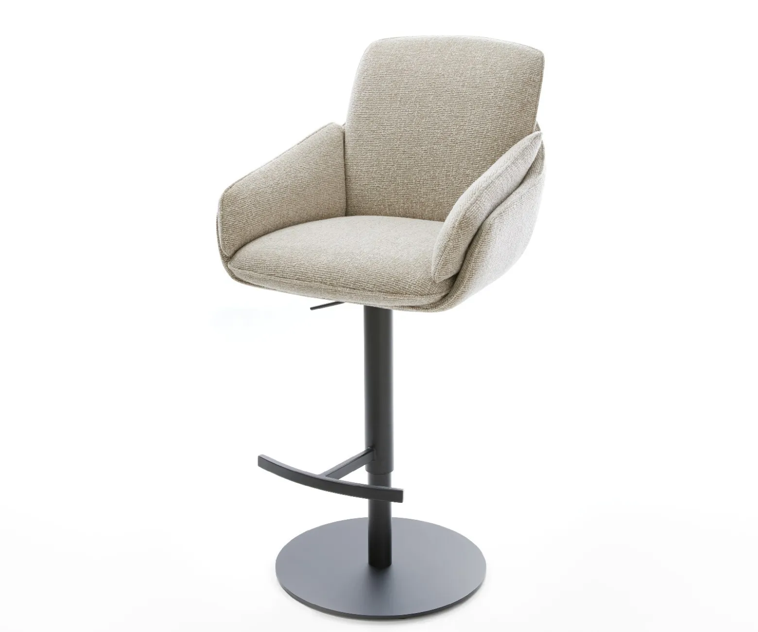 BarstuhlLuan-Flex Webstoff Soft Beige Drehfuß höhenverstellbar Metall Schwarz Sofort versandfertig
