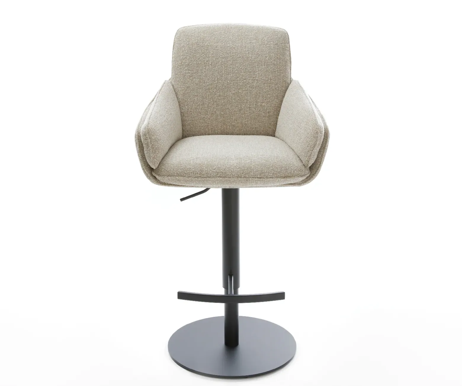 BarstuhlLuan-Flex Webstoff Soft Beige Drehfuß höhenverstellbar Metall Schwarz Sofort versandfertig