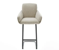 BarstuhlLuan-Flex Webstoff Soft Beige Freischwinger Flach Metall Schwarz Sofort versandfertig